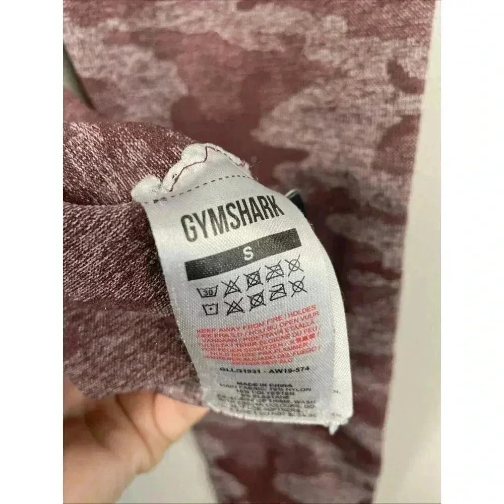 Gymshark Camo‎ Adapt Seamless High Rise Leggings Gym Workout Sz S Burgundy Yoga